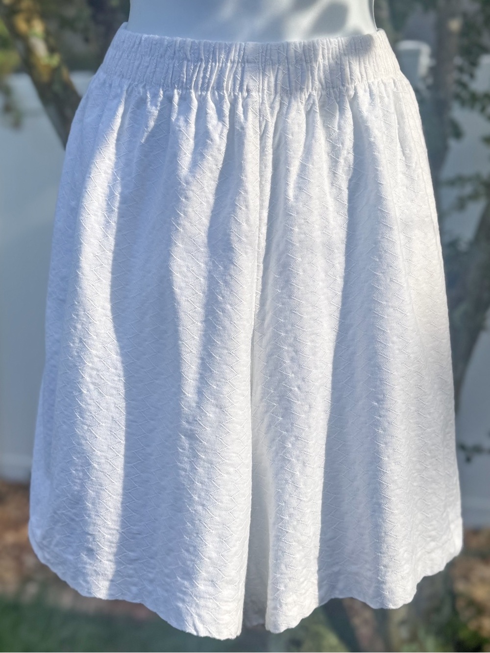 Vintage Steven Ross Naturally White Textured Cotton Pull On Shorts Petite M